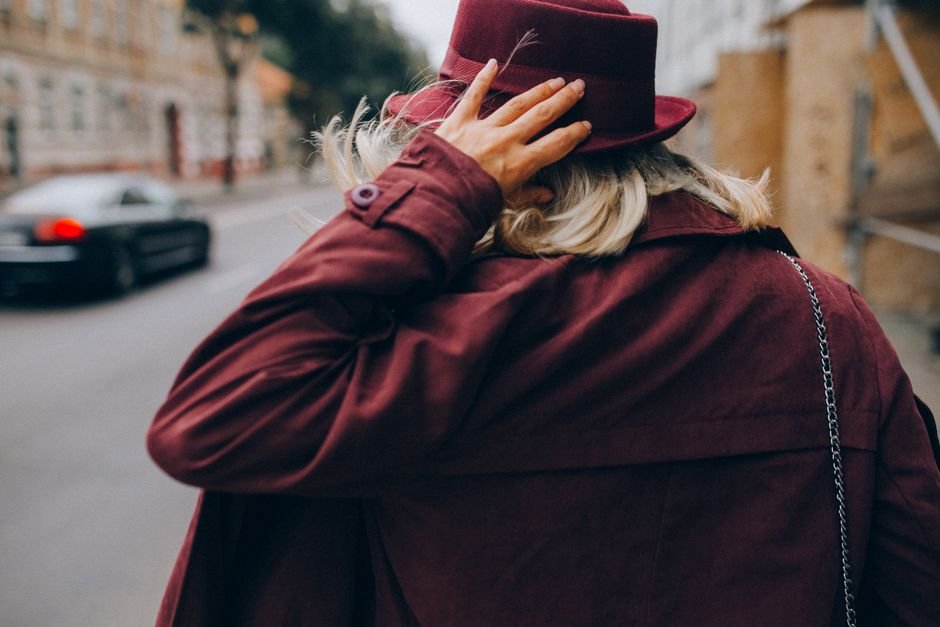 Side-by-side examples of burgundy fall outfit styling mistakes vs. well-balanced styling.