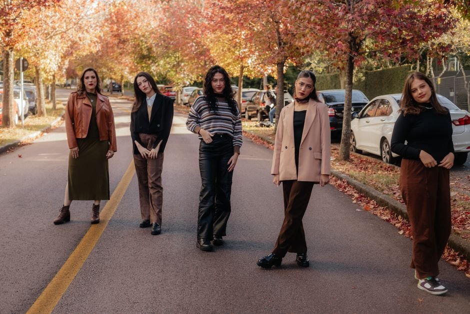 Three chic fall outfit combinations for short women featuring cropped and high-waisted pieces