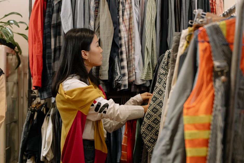 Sustainable fall fashion pieces like organic sweaters and recycled denim styled into comfy fall outfits.