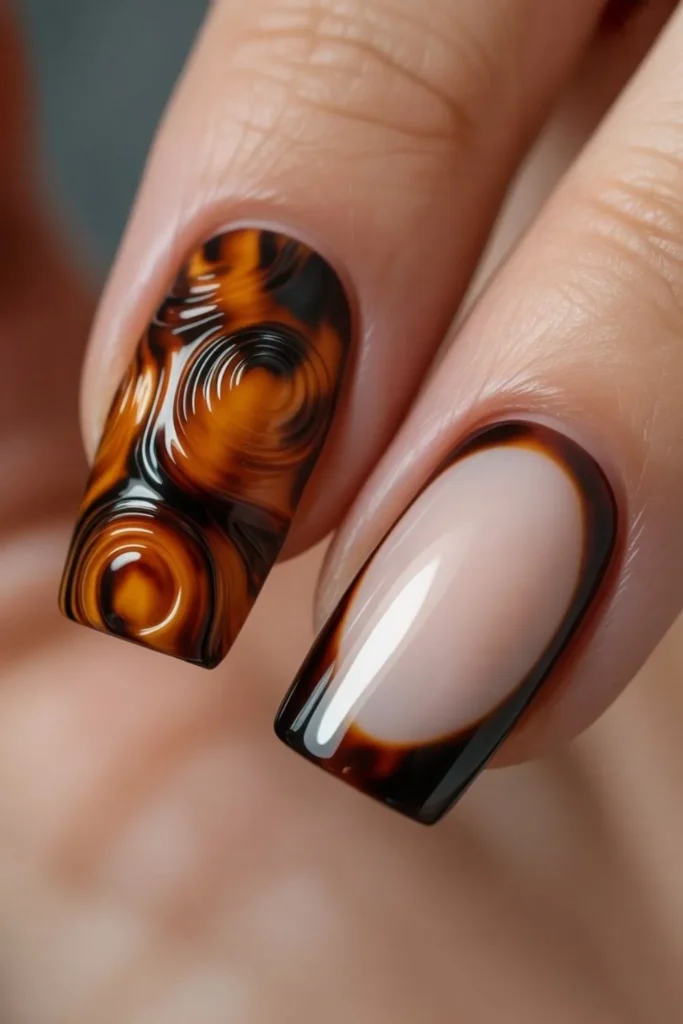 90+ Tortoise Shell Accent Nails Designs: Your Ultimate 2025 Style Guide 6 Tortoise Shell Accent Nails