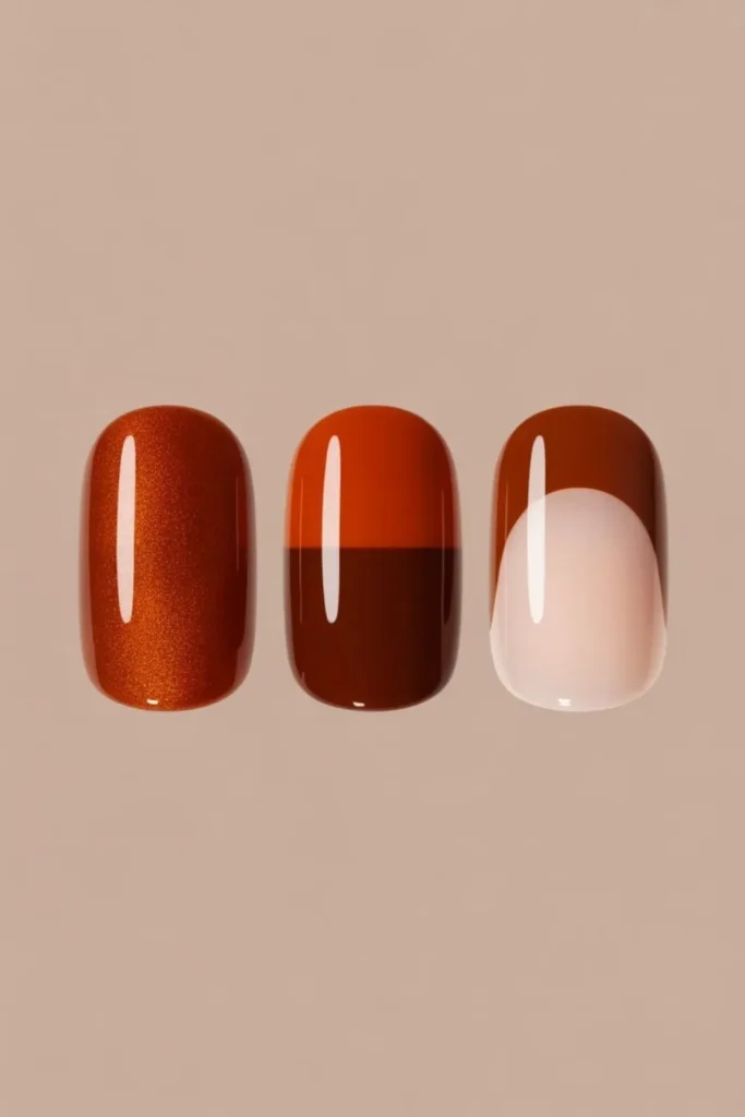 Short Pumpkin Spice Nails