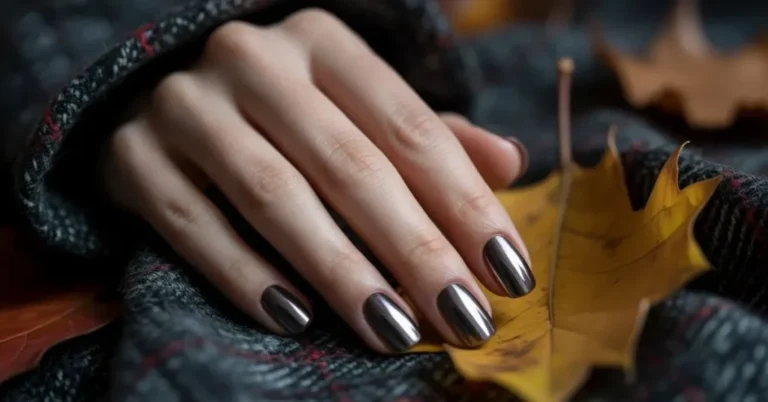 Dark Chrome Fall Nails