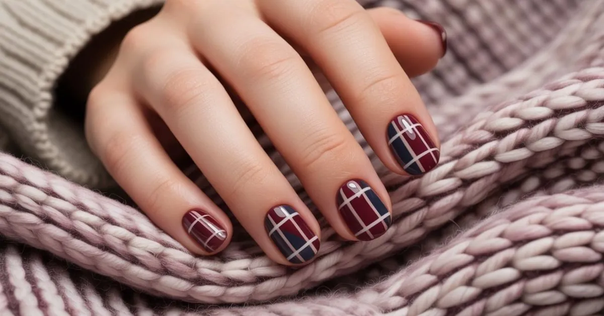 Fall Plaid Nails Design