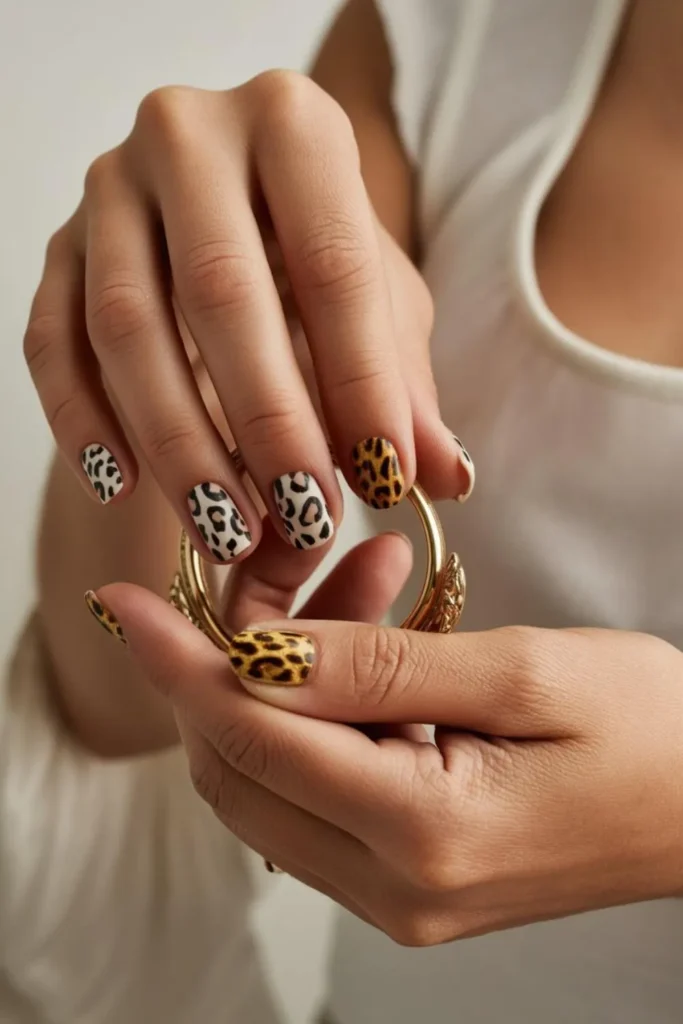 Leopard Print Accent Nails