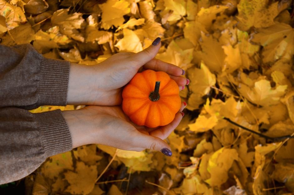 Short Pumpkin Spice Nails
