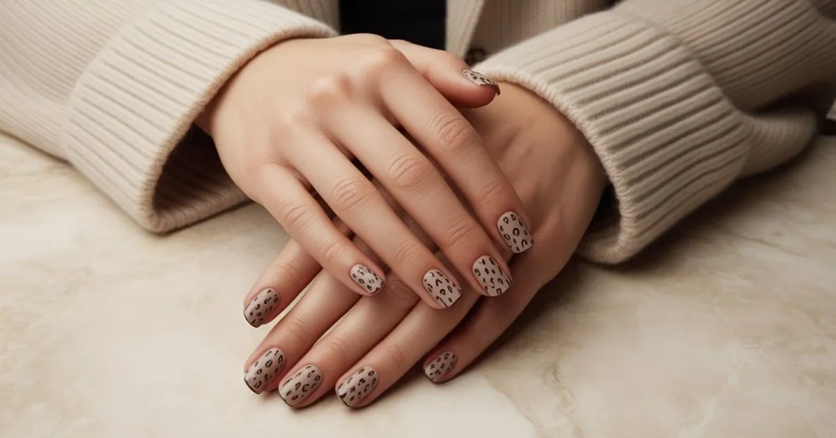 Neutral Leopard Nails
