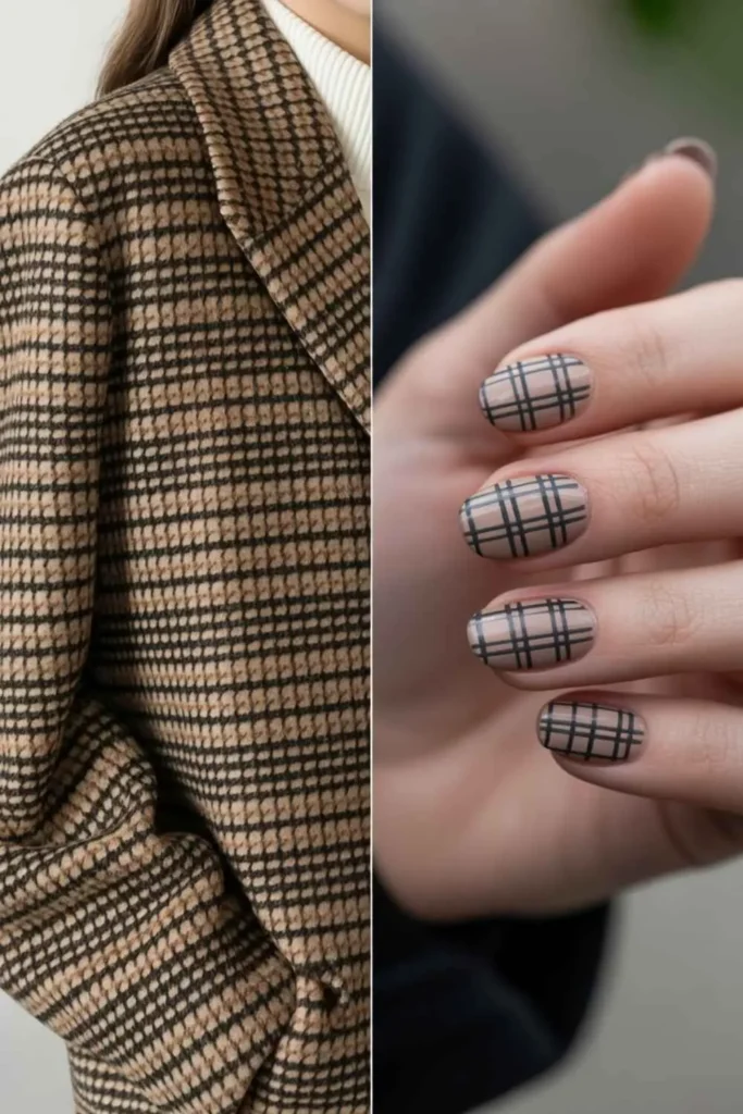 Fall Plaid Nails Design