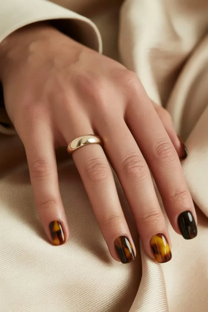 90+ Tortoise Shell Accent Nails Designs: Your Ultimate 2025 Style Guide 2 Tortoise Shell Accent Nails