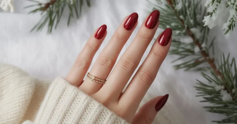 Dark Red Winter Nails