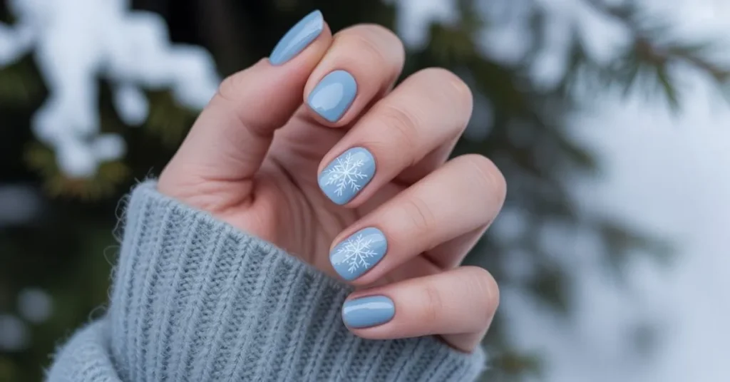 Light Blue Winter Nails