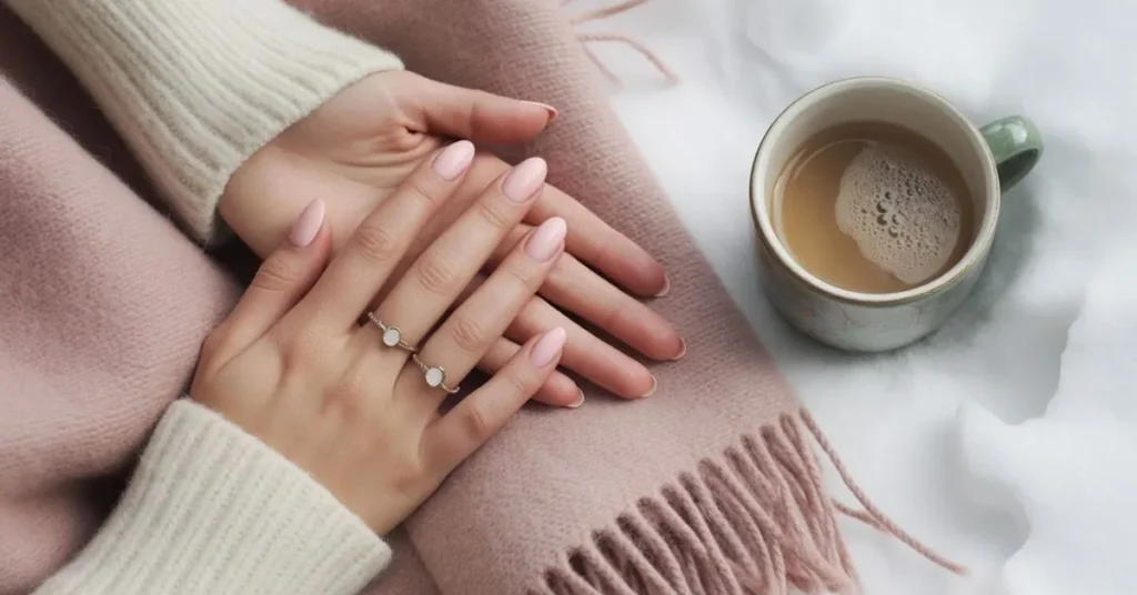 Light Pink Winter Nails