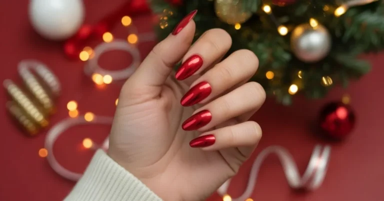 Red Chrome Christmas Nails