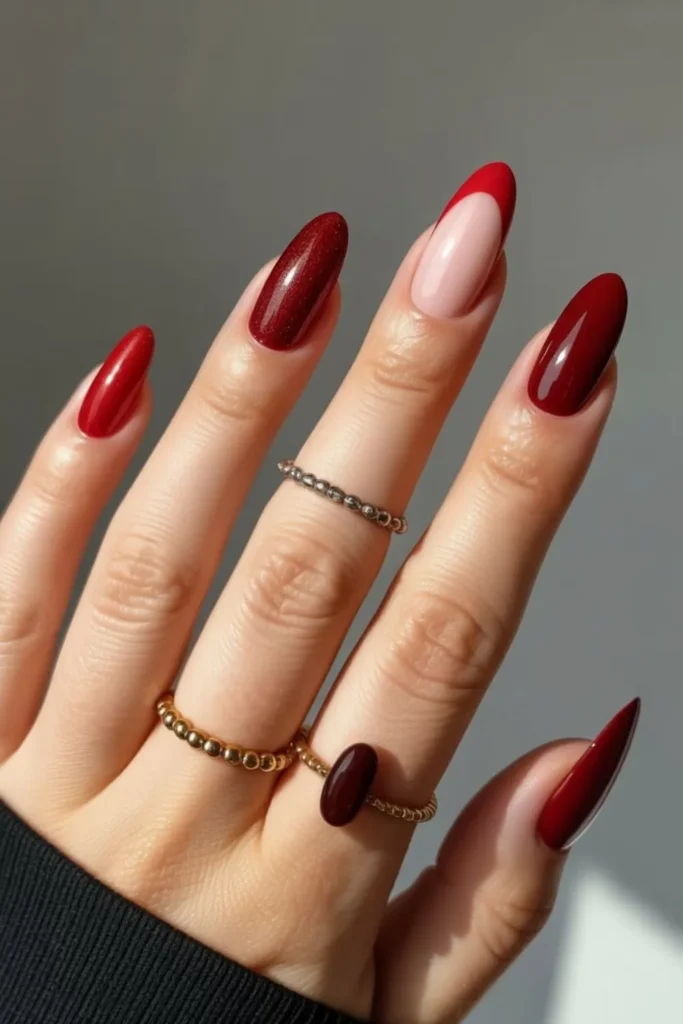 Dark Red Winter Nails