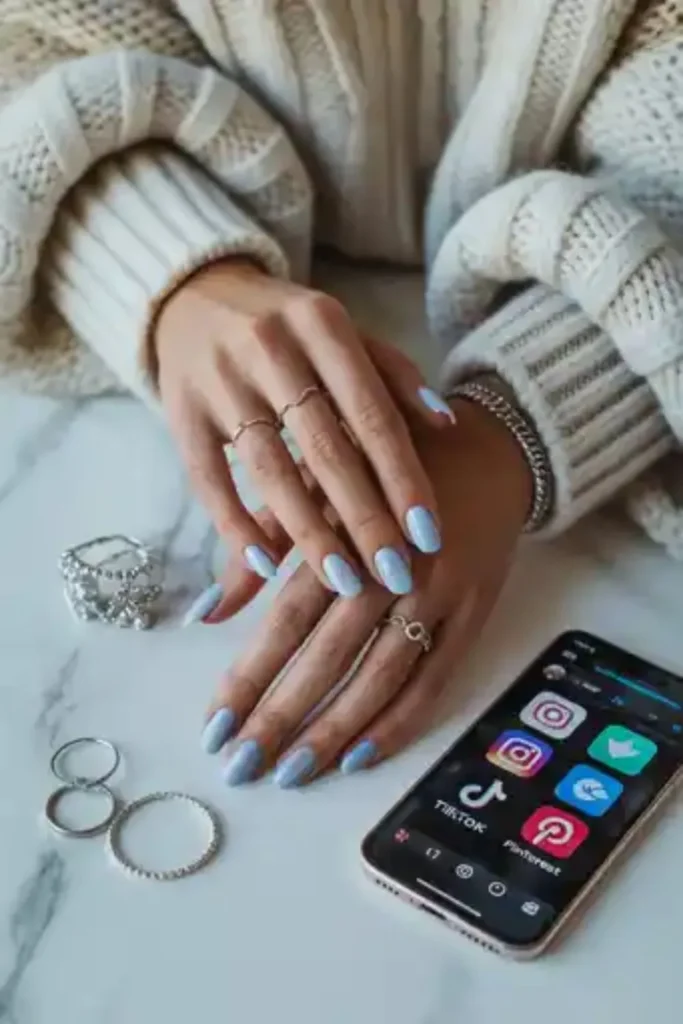 Light Blue Winter Nails