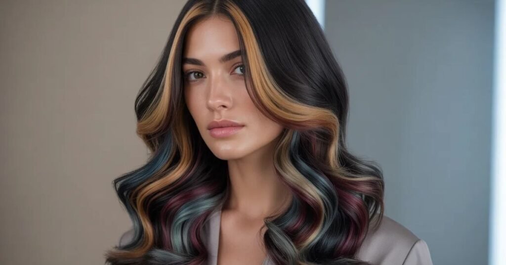Black Hair with Highlights Ideas